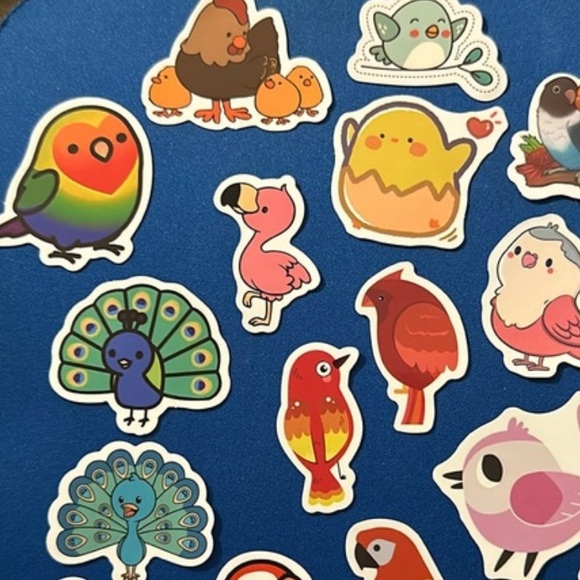 NEW! - Set of 16 bird stickers - peacock flamingo hen chicken parrot parakeet - Picture 6 of 8
